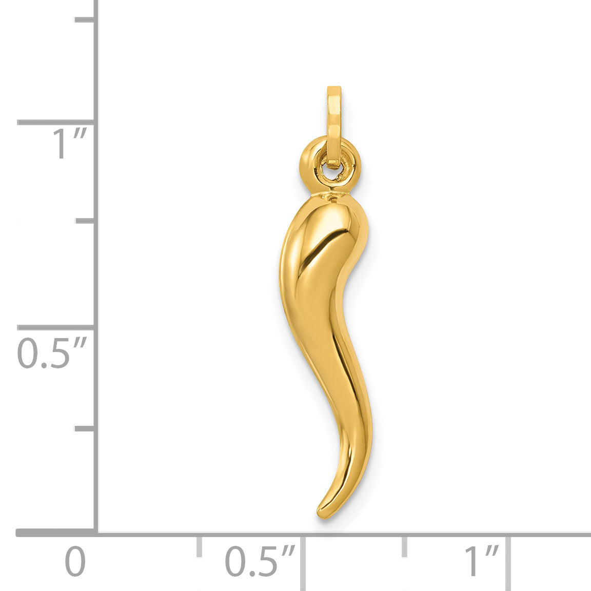 14k Yellow Gold 14k Hollow 3D Italian Horn Charm