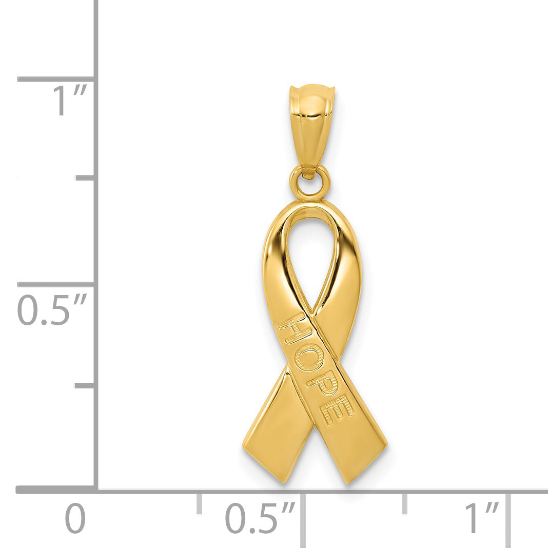 14k Yellow Gold 14k Gold Polished HOPE Ribbon Pendant