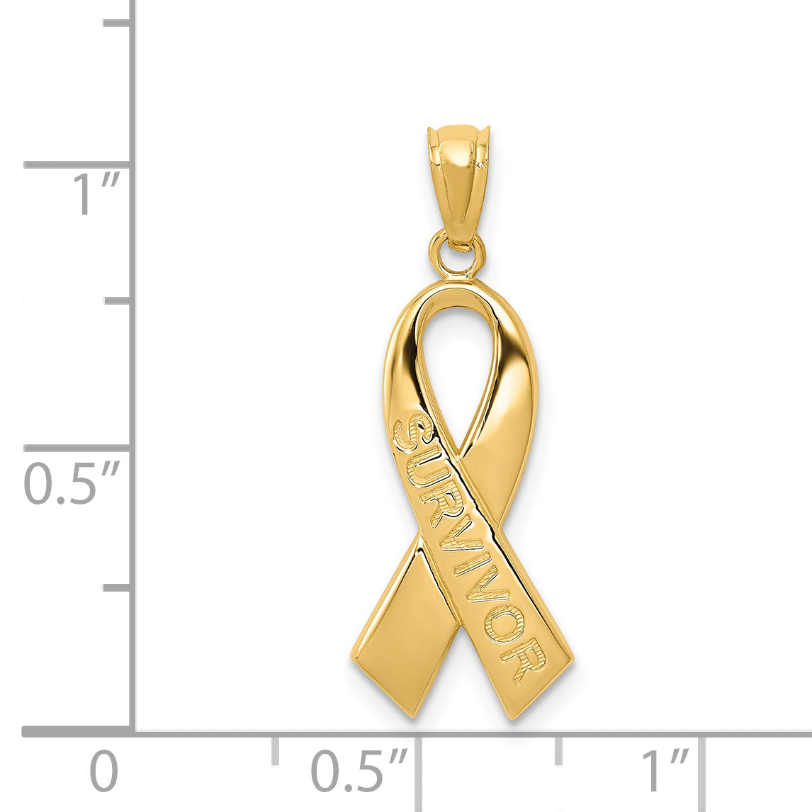 14k Yellow Gold 14k Gold Polished SURVIVOR Ribbon Pendant
