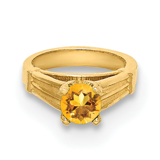14k Yellow Gold 14K 3D Ring with Yellow CZ Charm
