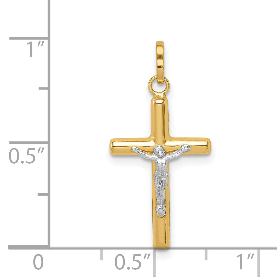 14k Yellow & Rhodium 14k with White Rhodium Polished Hollow Crucifix Charm