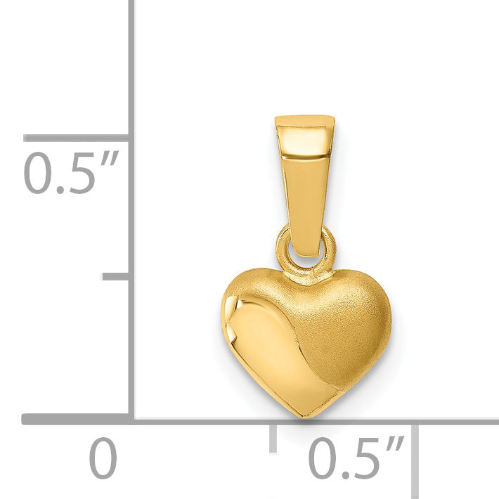 14k Yellow Gold 14k Satin and Polished 3D Puffed Heart Pendant