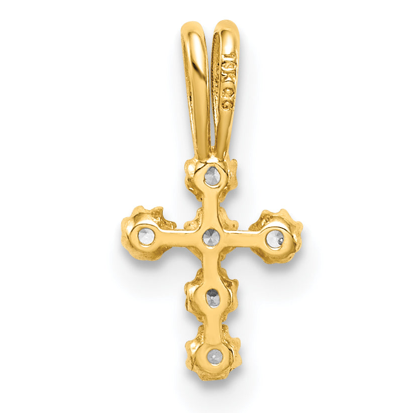14K Yellow Gold Cz Cross Pendant