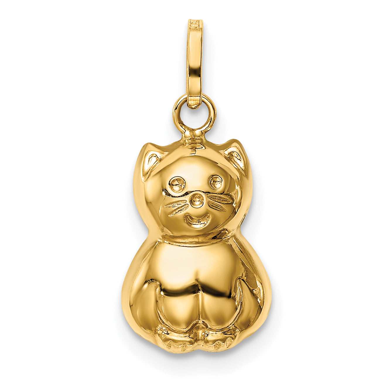 14k Yellow Gold 14k Satin & Polished 3D Cat Charm