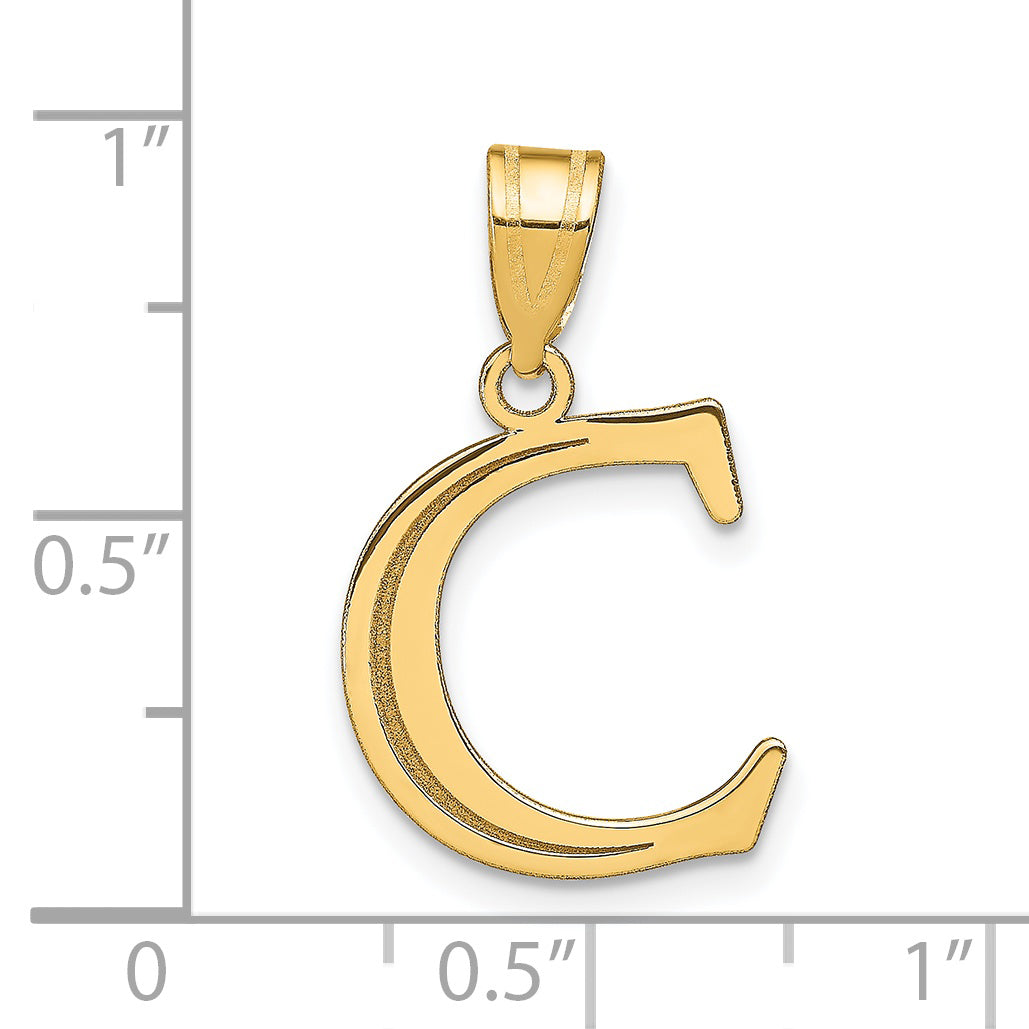14k Yellow Gold 14k Polished Etched Letter C Initial Pendant