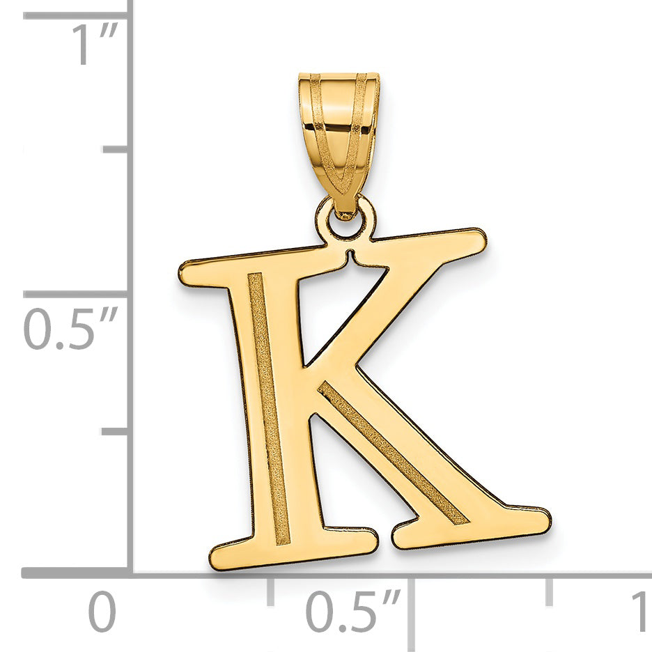 14k Yellow Gold 14k Polished Etched Letter K Initial Pendant