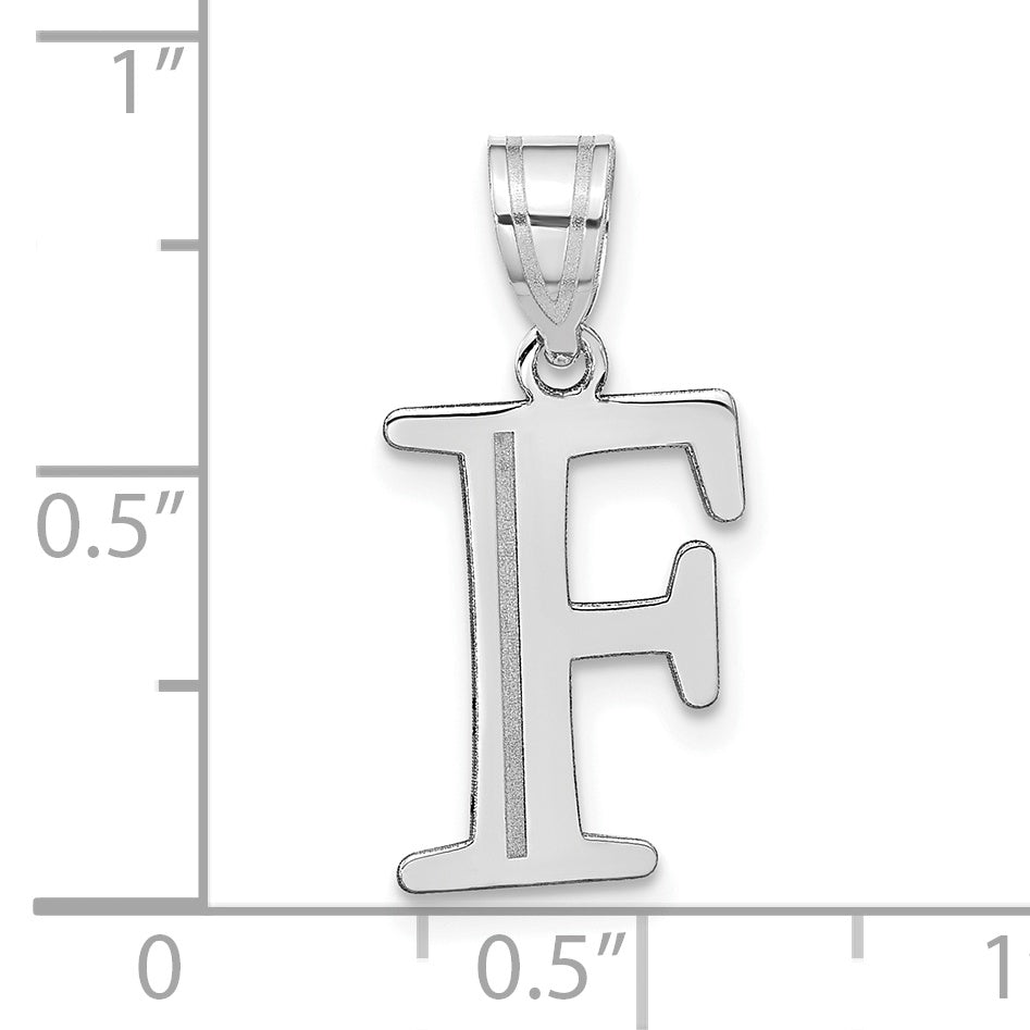 14k White Gold 14kw Polished Etched Letter F Initial Pendant