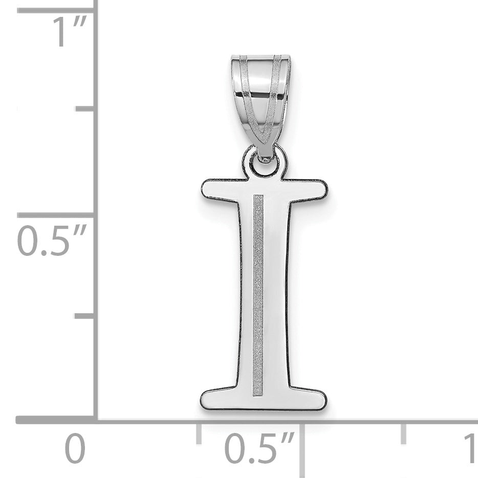 14k White Gold 14kw Polished Etched Letter I Initial Pendant