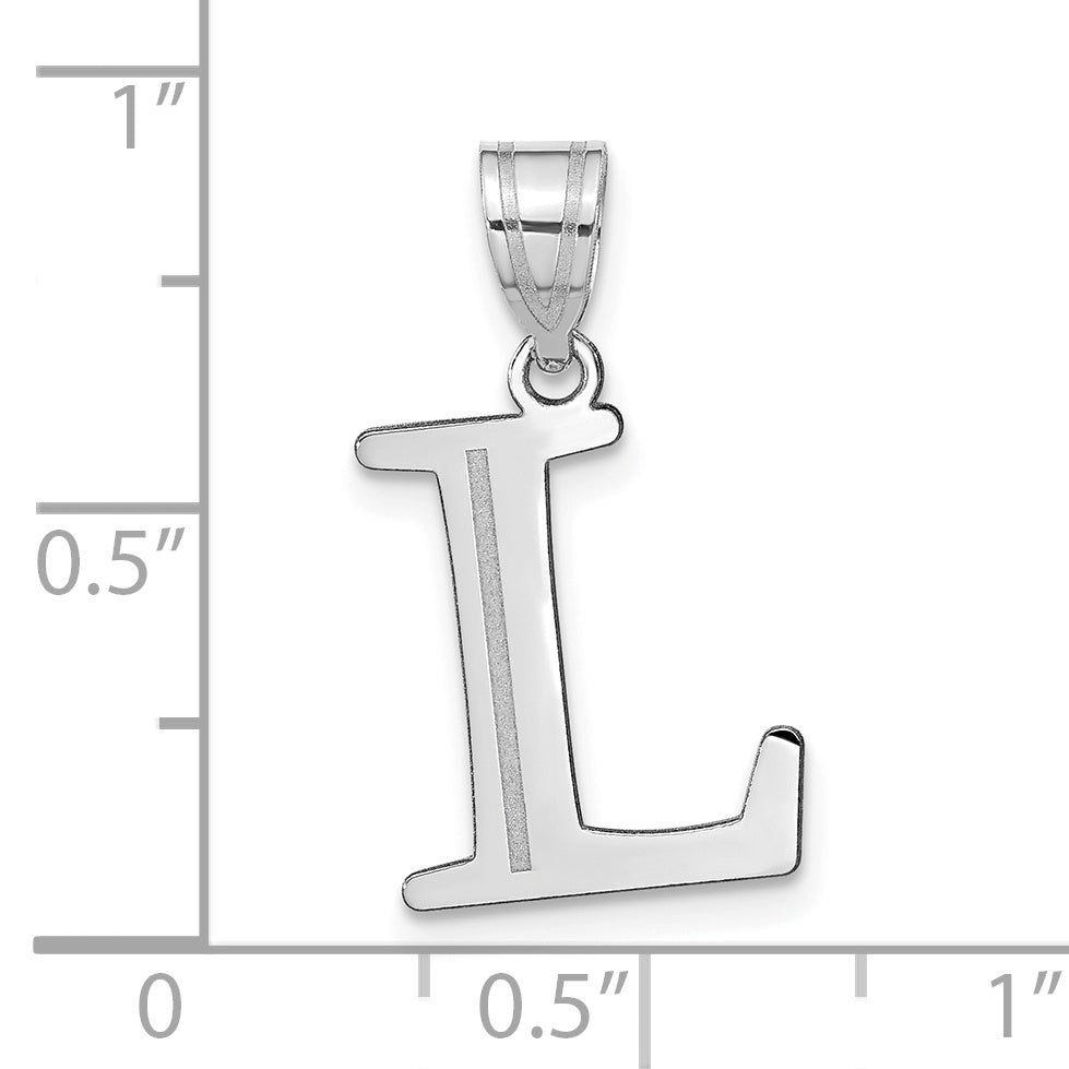 14k White Gold 14kw Polished Etched Letter L Initial Pendant