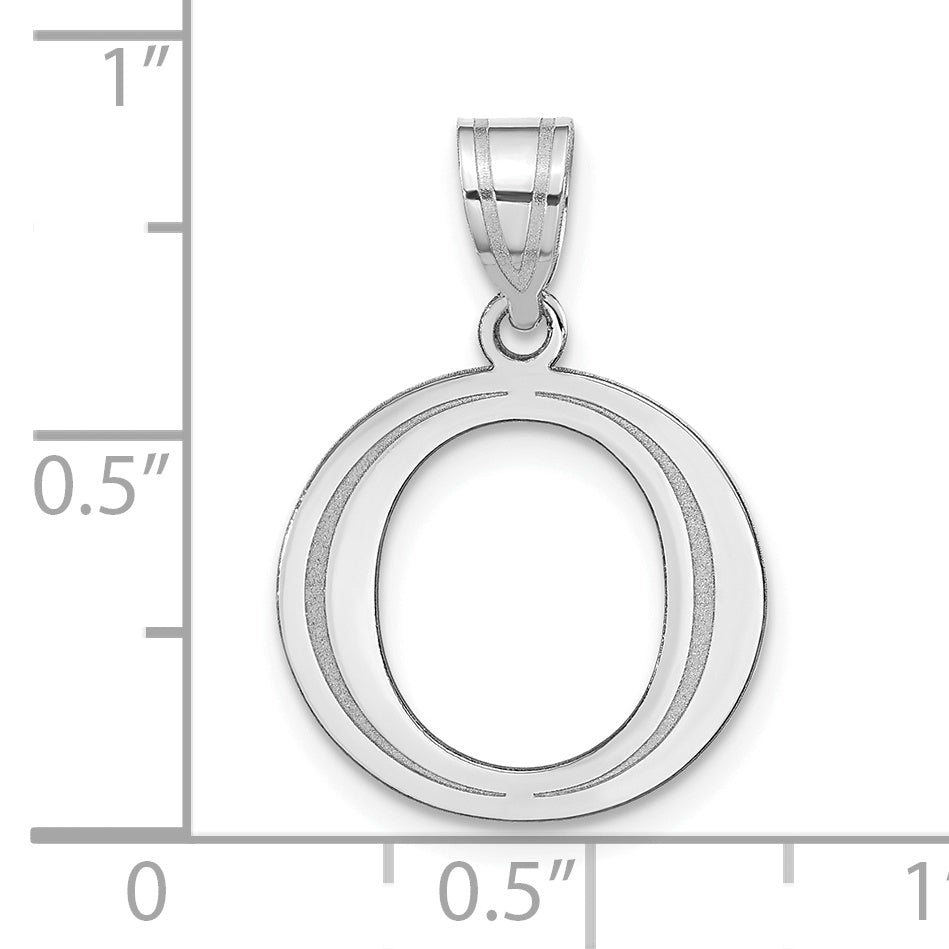 14k White Gold 14kw Polished Etched Letter O Initial Pendant