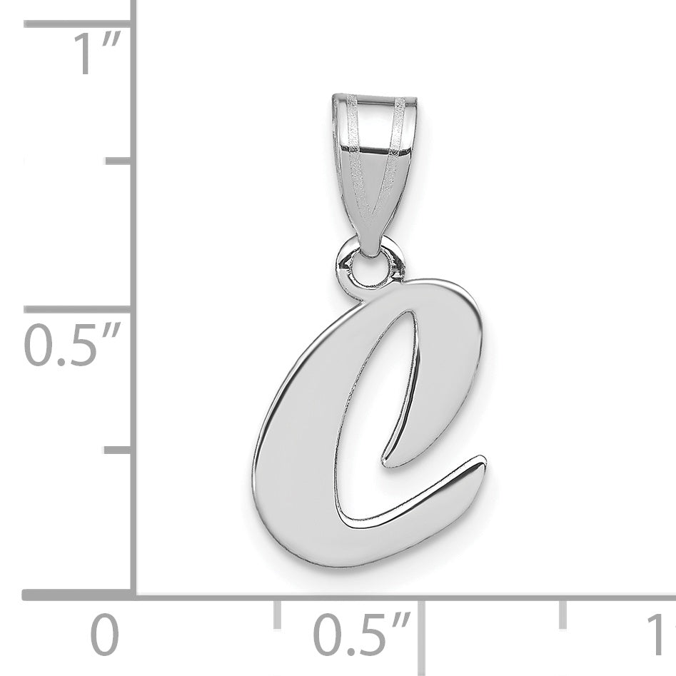14k White Gold 14kw Polished Script Letter C Initial Pendant