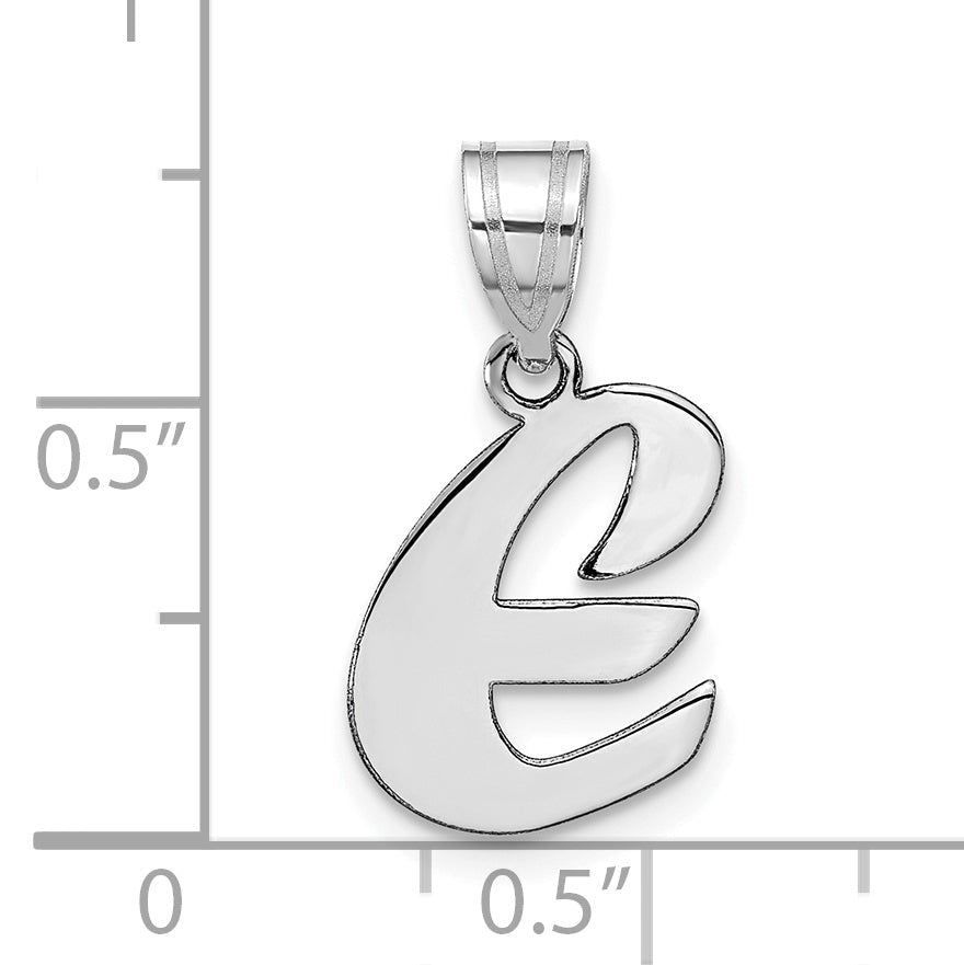 14k White Gold 14kw Polished Script Letter E Initial Pendant