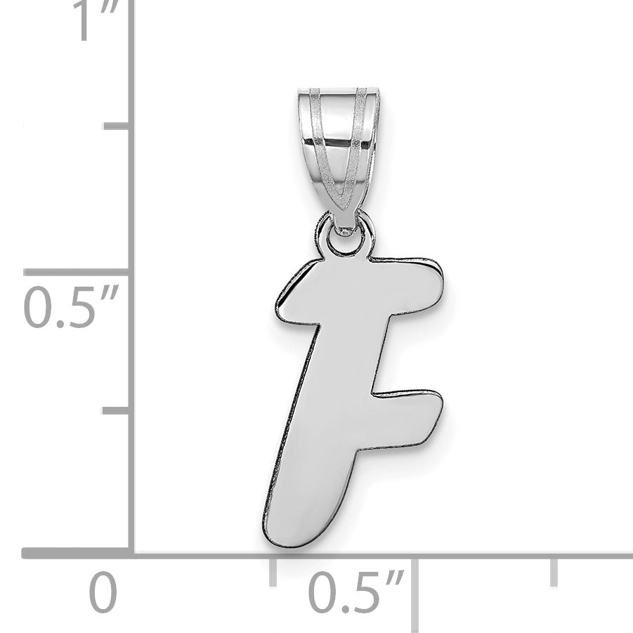 14k White Gold 14kw Polished Script Letter F Initial Pendant