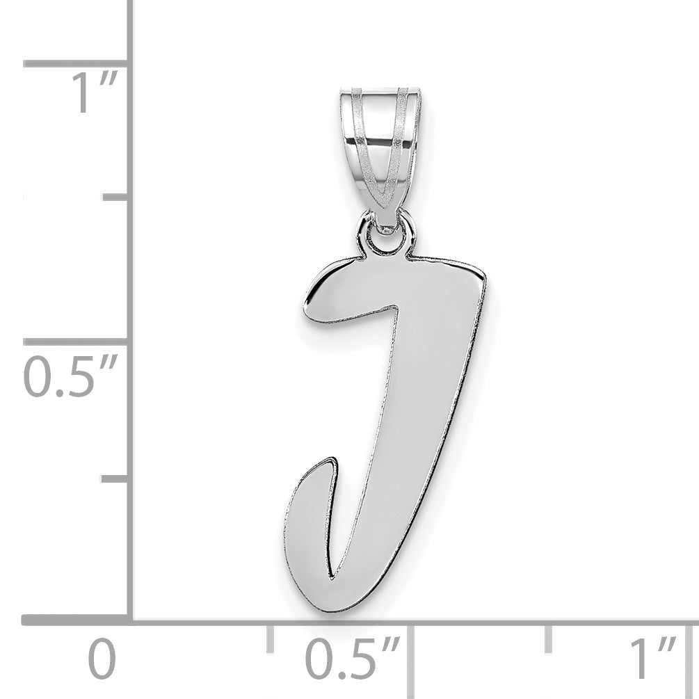 14k White Gold 14kw Polished Script Letter J Initial Pendant