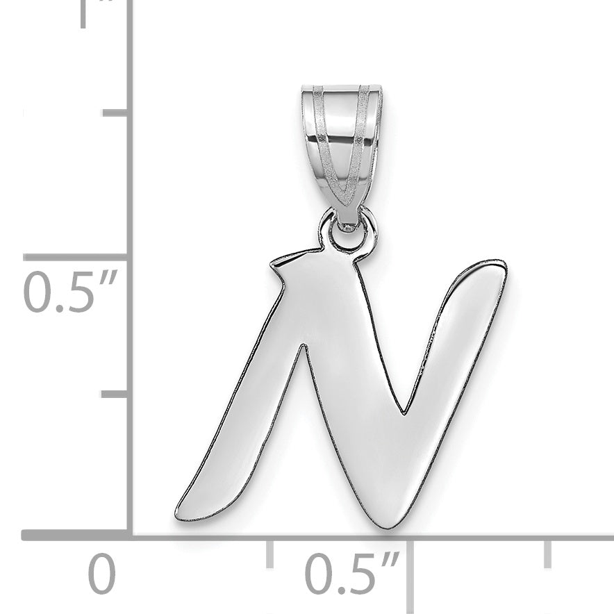 14k White Gold 14kw Polished Script Letter N Initial Pendant