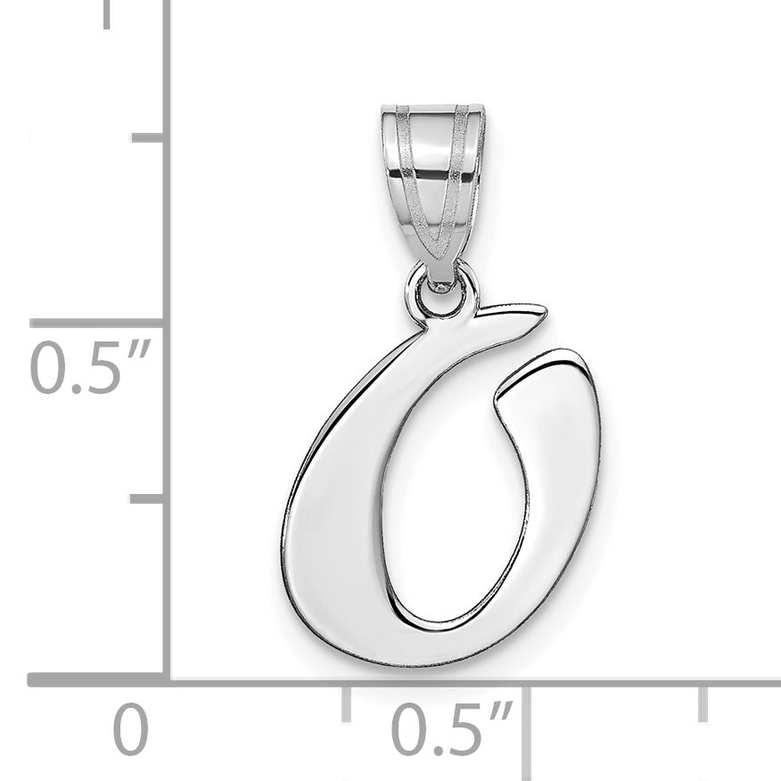 14k White Gold 14kw Polished Script Letter O Initial Pendant