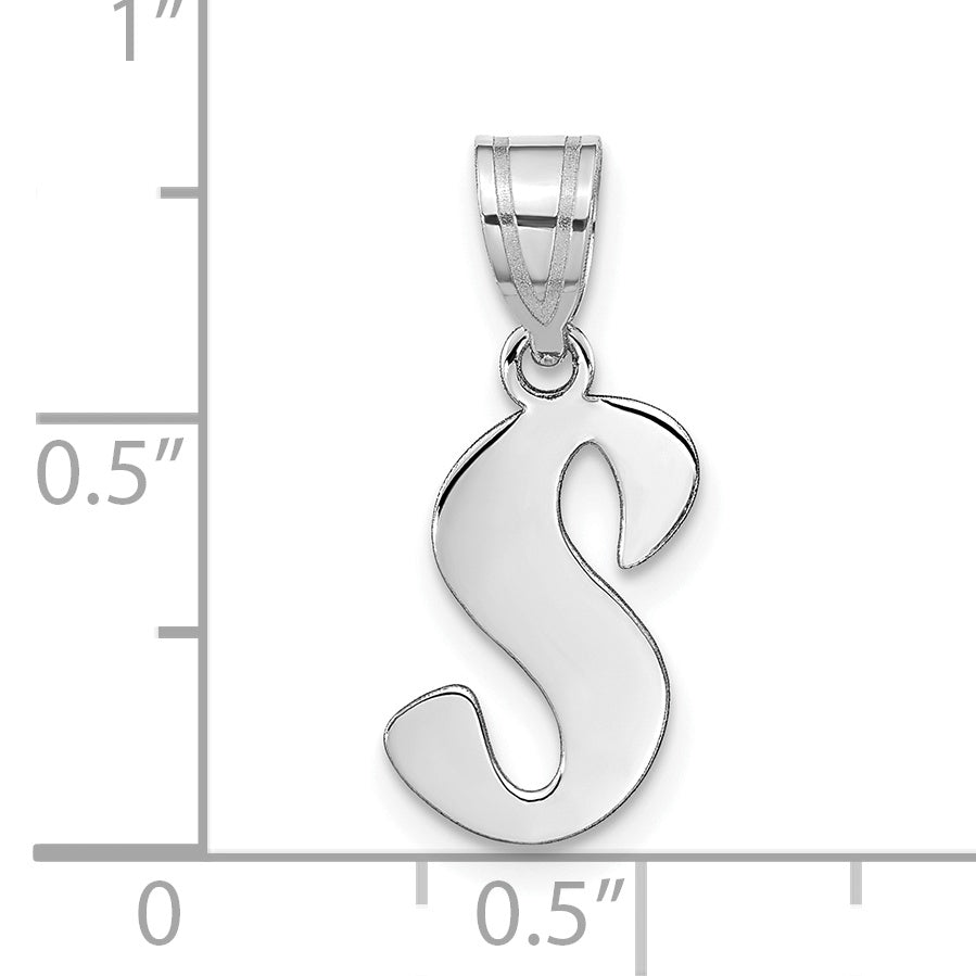 14k White Gold 14kw Polished Script Letter S Initial Pendant