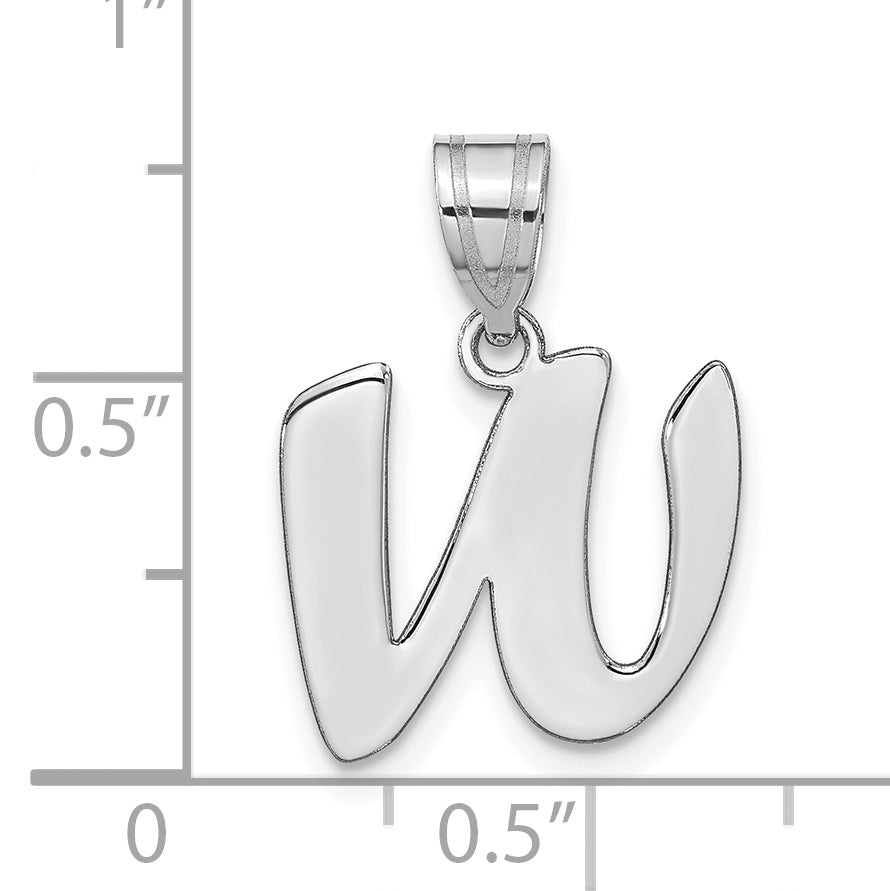 14k White Gold 14kw Polished Script Letter W Initial Pendant