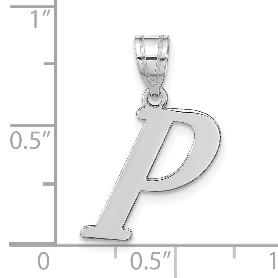 14k White Gold 14kw Polished Letter P Initial Pendant