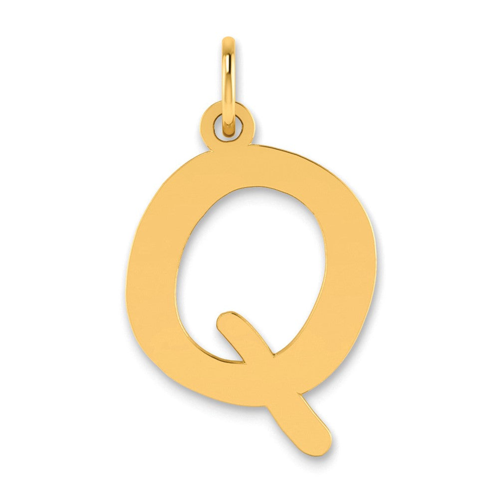 14K Yellow Gold Polished Bubble Letter Q Initial Pendant