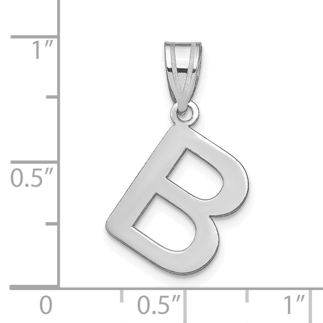 14k White Gold 14kw Polished Bubble Letter B Initial Pendant