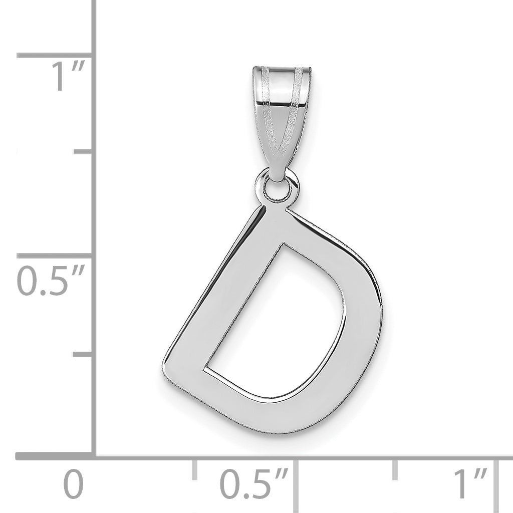 14k White Gold 14kw Polished Bubble Letter D Initial Pendant