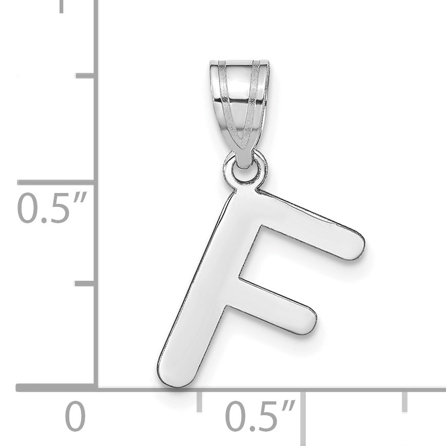 14k White Gold 14kw Polished Bubble Letter F Initial Pendant