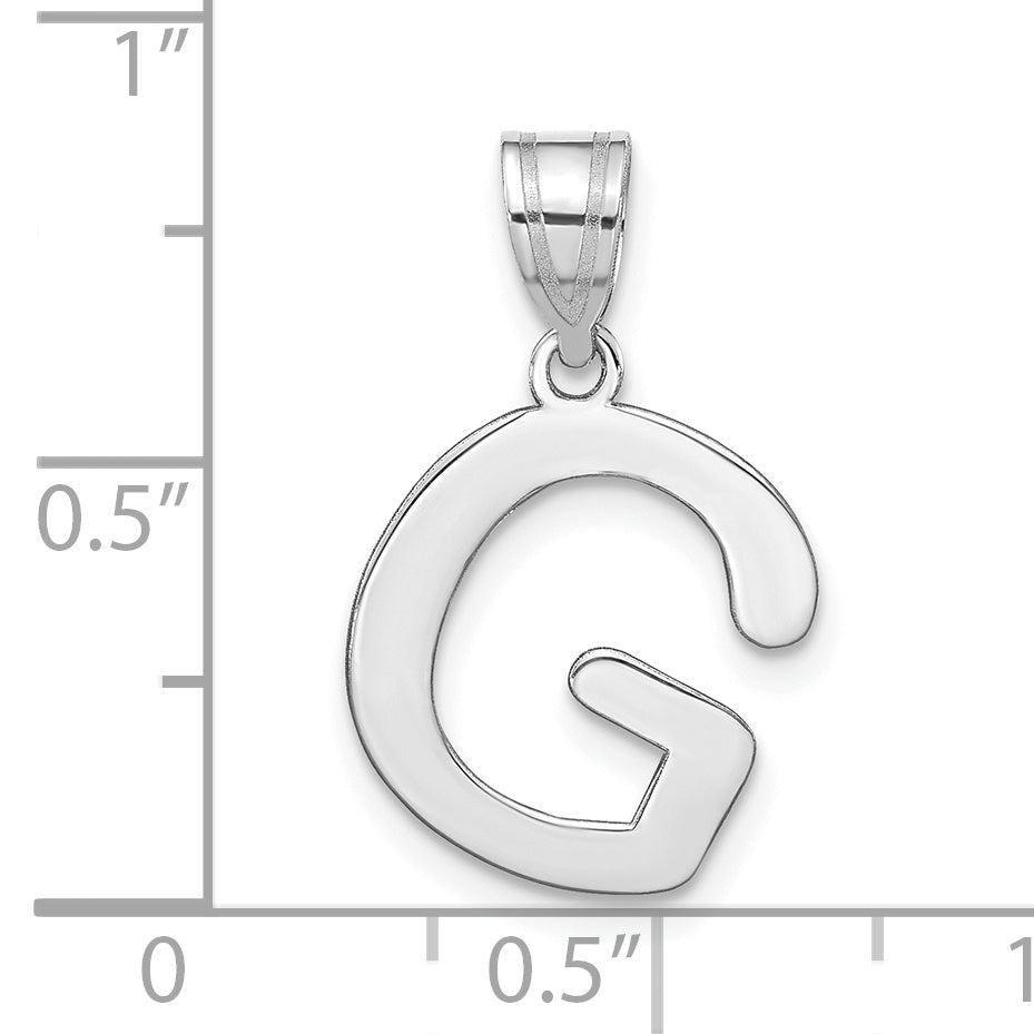 14k White Gold 14kw Polished Bubble Letter G Initial Pendant