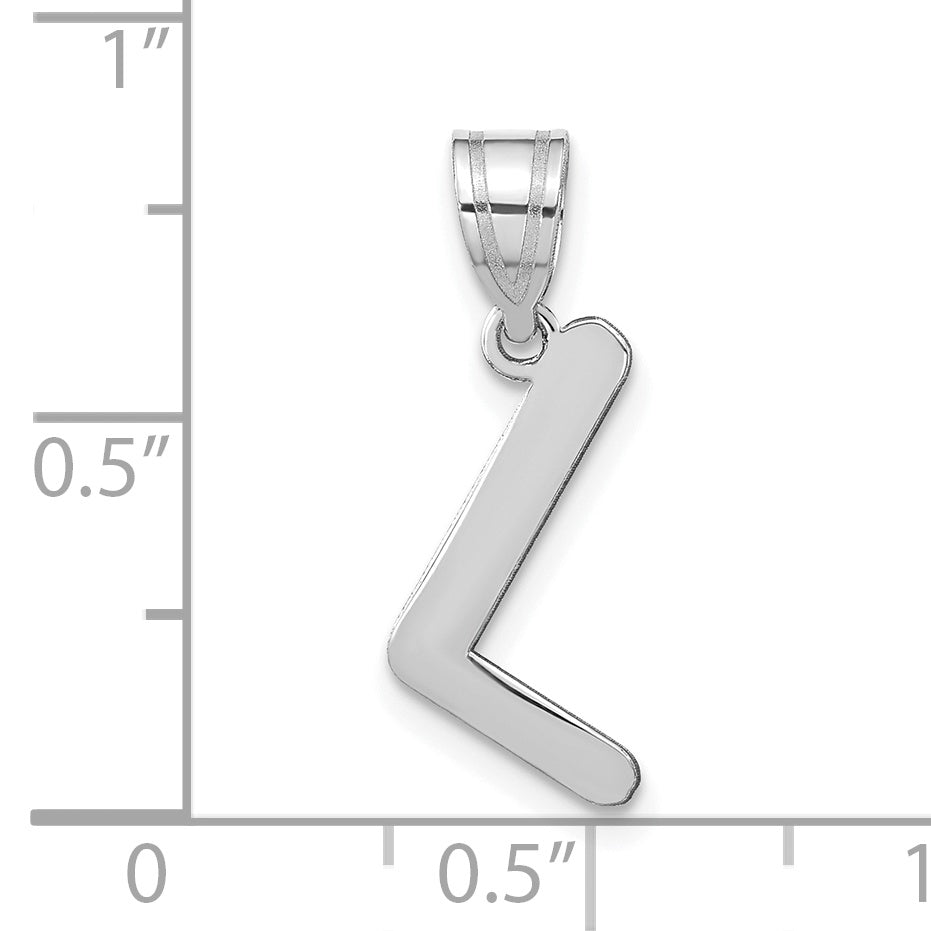 14k White Gold 14kw Polished Bubble Letter L Initial Pendant