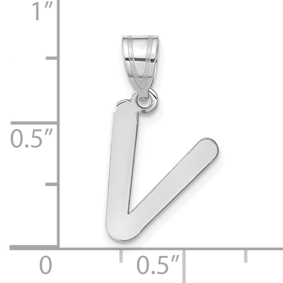14k White Gold 14kw Polished Bubble Letter V Initial Pendant