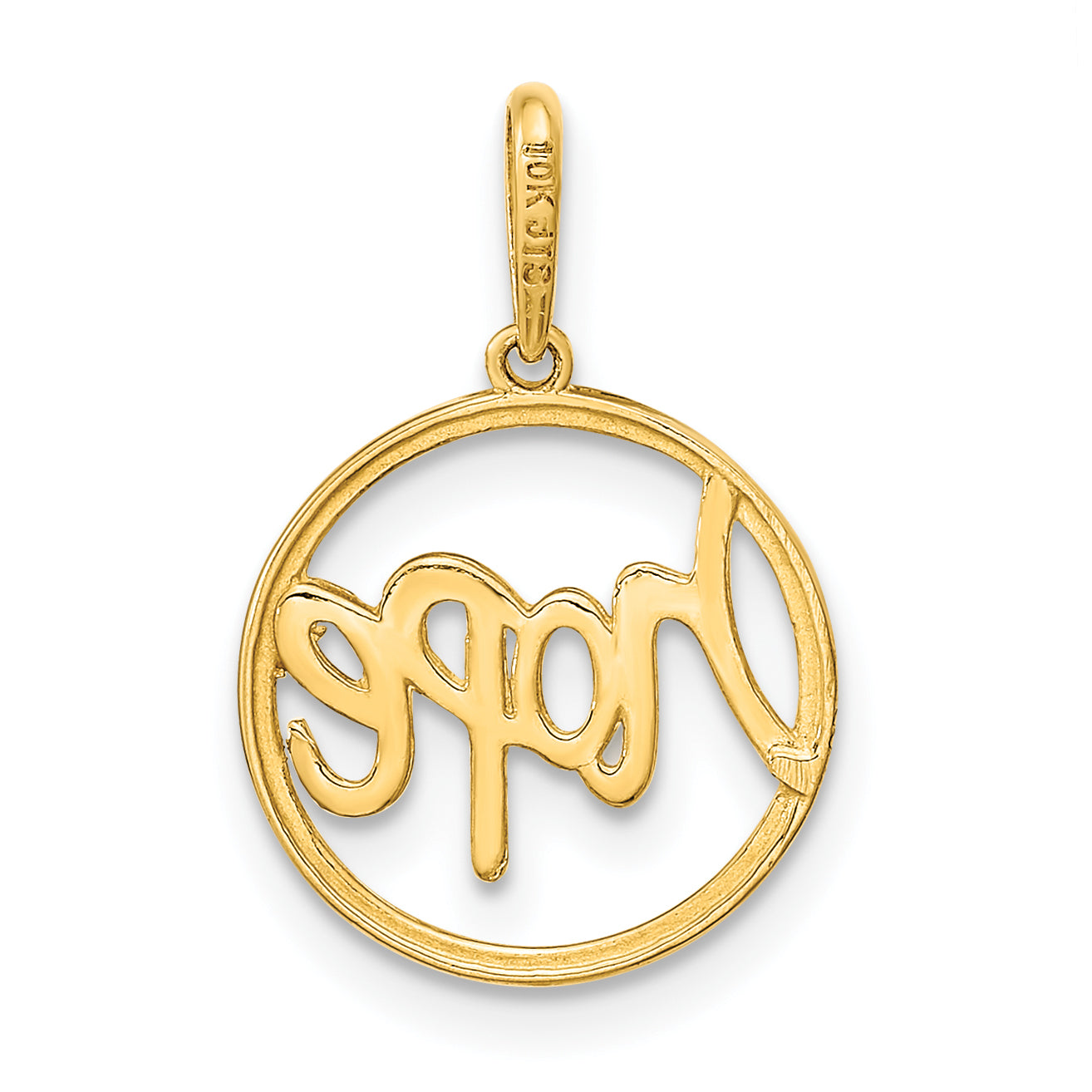 14k Yellow Gold 14K Polished Circle with HOPE Pendant