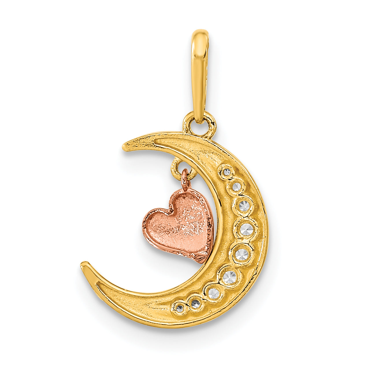 14k Two-tone 14K Two-tone CZ Moon Heart Pendant