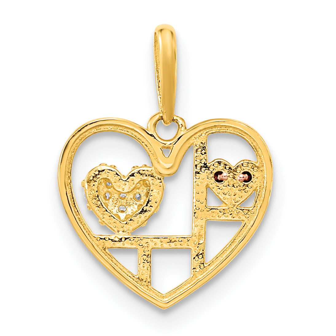14k Two-tone 14K Two-tone Heart with CZ Pendant