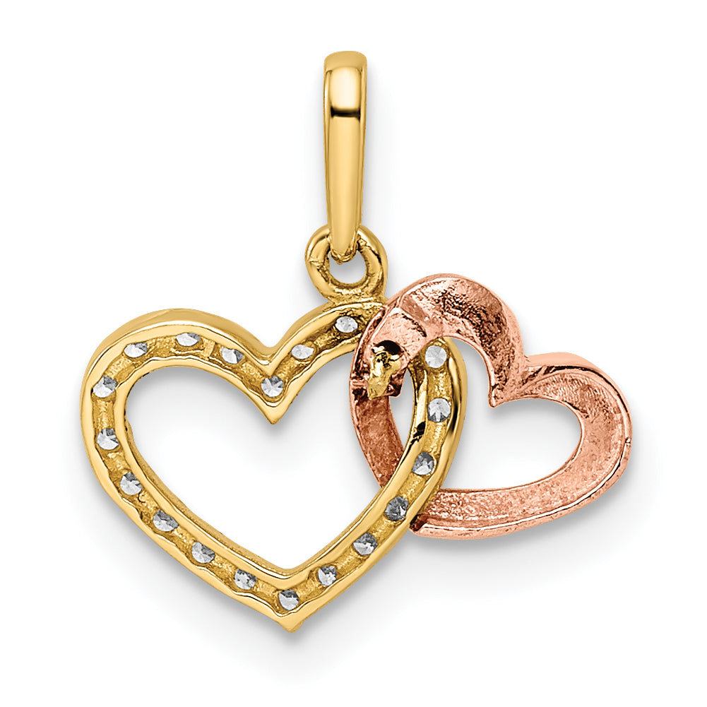 14k Two-tone 14k Two-tone CZ Hearts Pendant