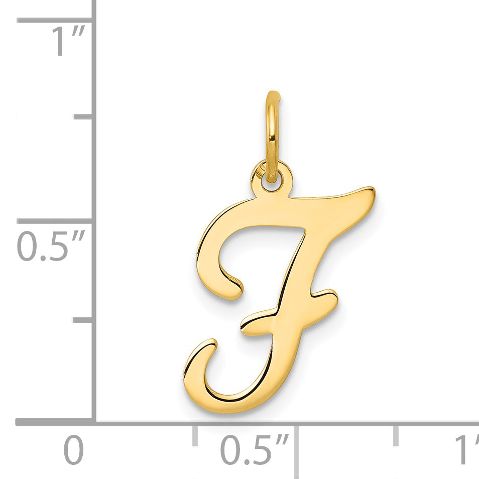 14k Yellow Gold 14KY Script Letter F Initial Charm