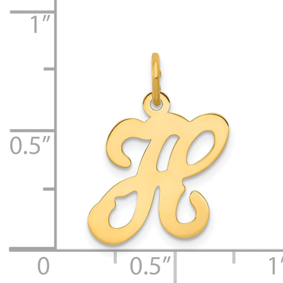 14k Yellow Gold 14KY Script Letter H Initial Charm