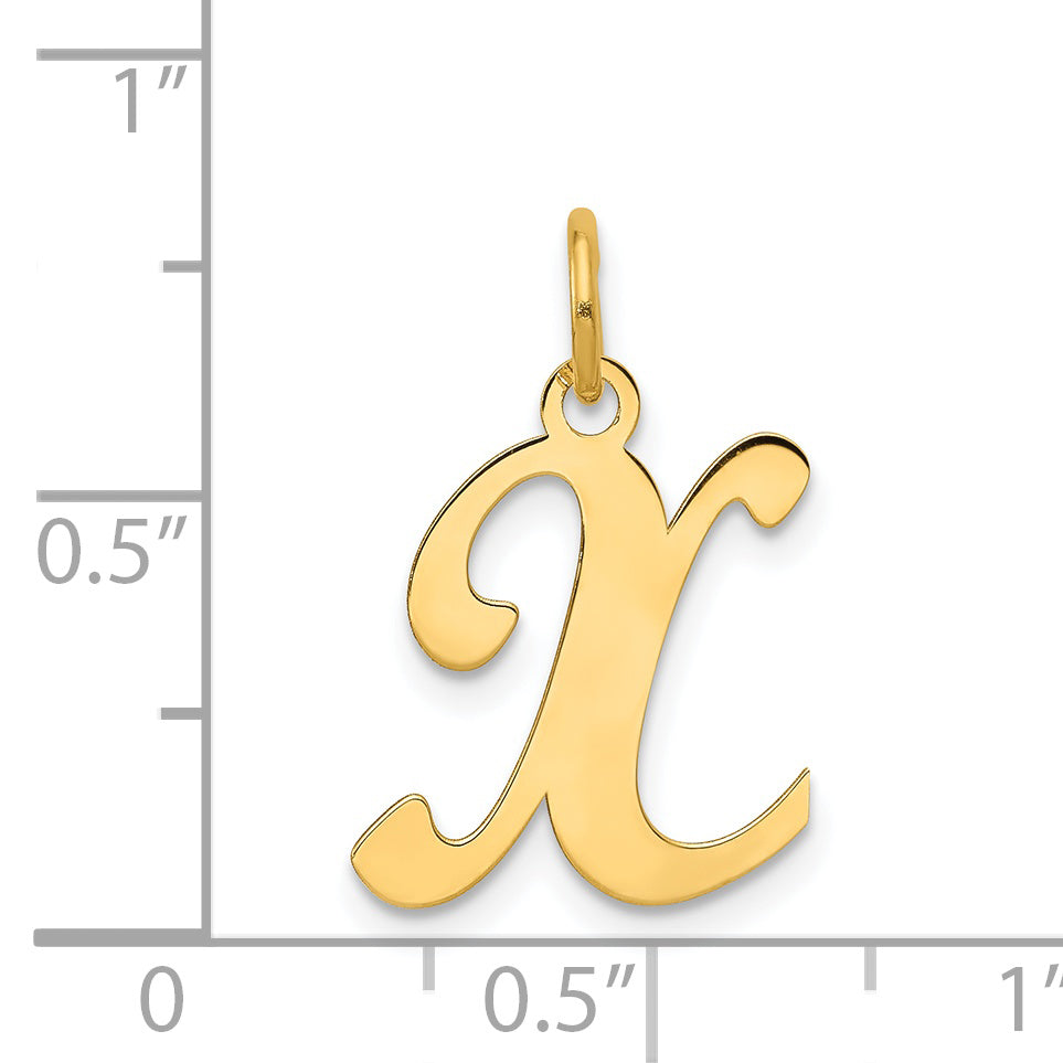 14k Yellow Gold 14KY Script Letter X Initial Charm