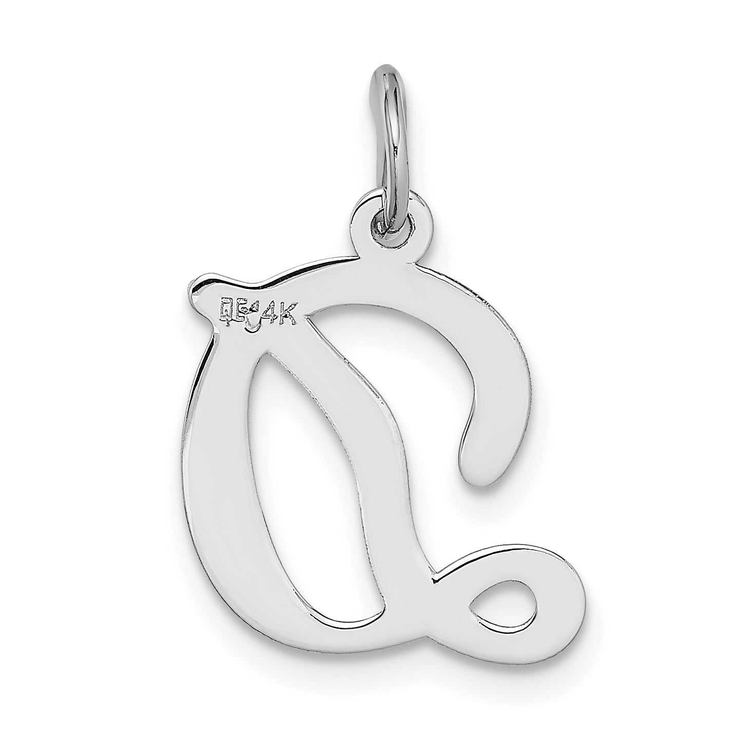 14k White Gold 14KW White Gold Script Letter D Initial Charm