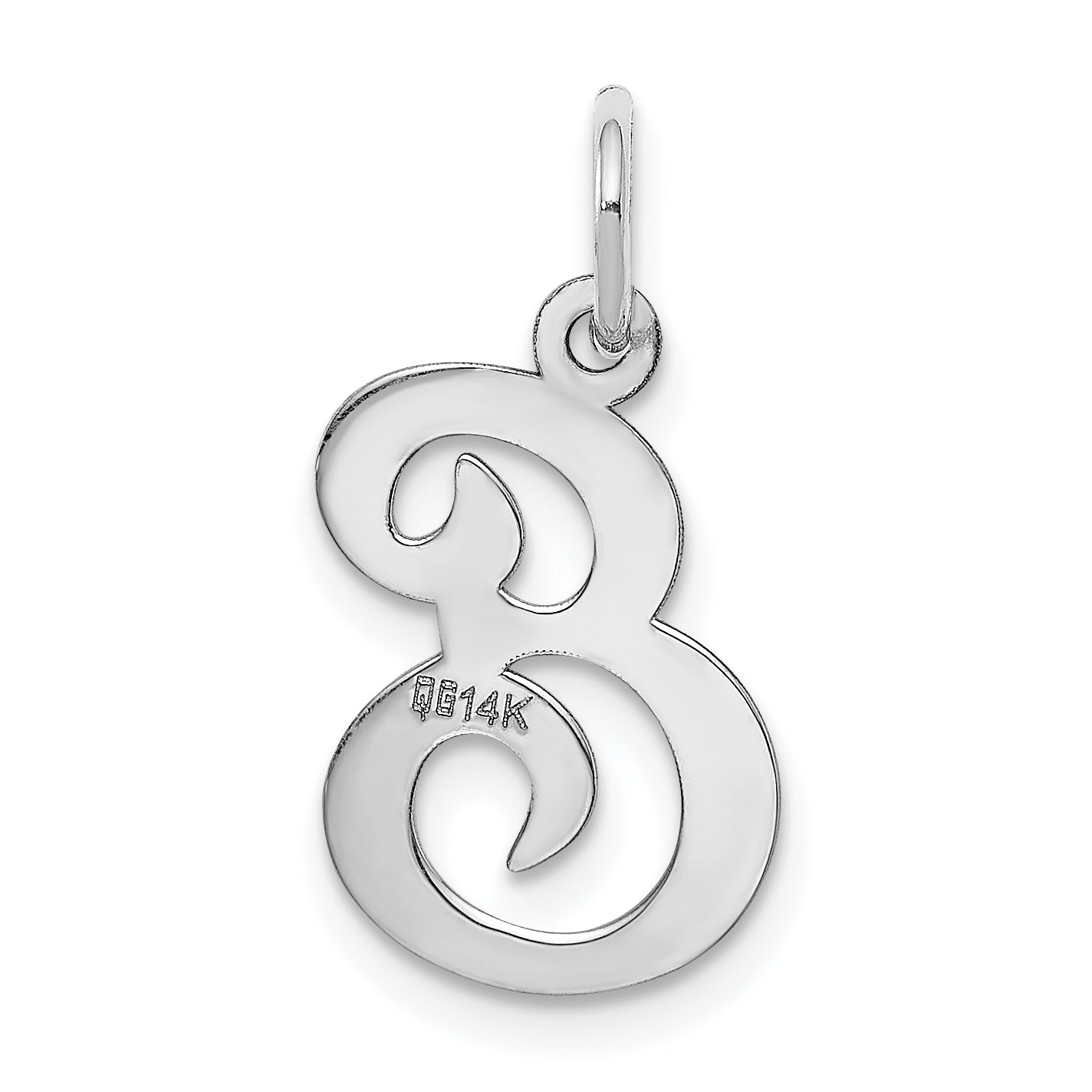 14k White Gold 14KW White Gold Script Letter E Initial Charm