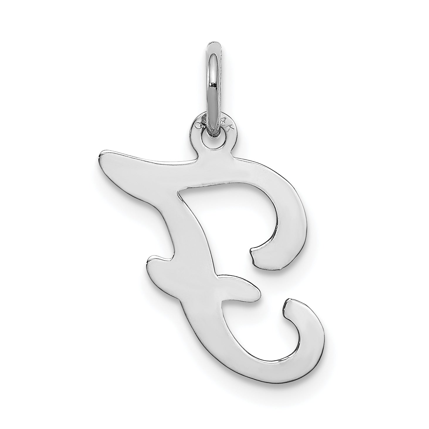14k White Gold 14KW White Gold Script Letter F Initial Charm