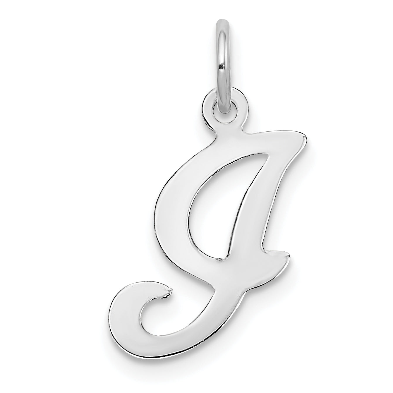 14k White Gold 14KW White Gold Script Letter I Initial Charm
