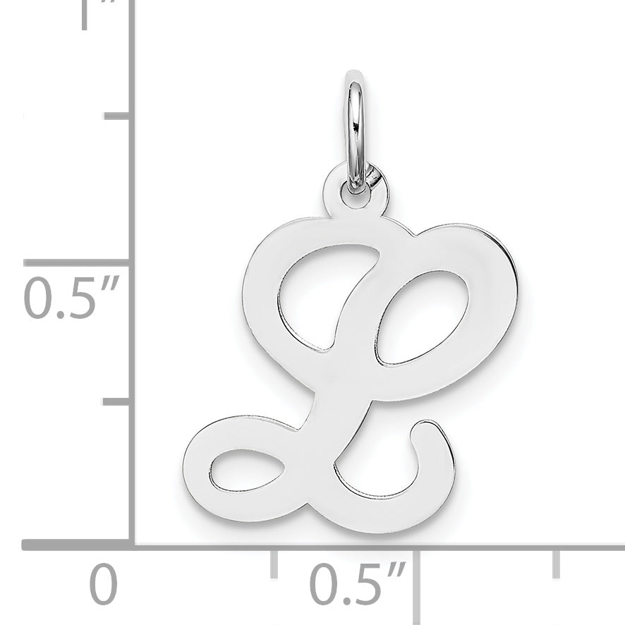 14k White Gold 14KW White Gold Script Letter L Initial Charm