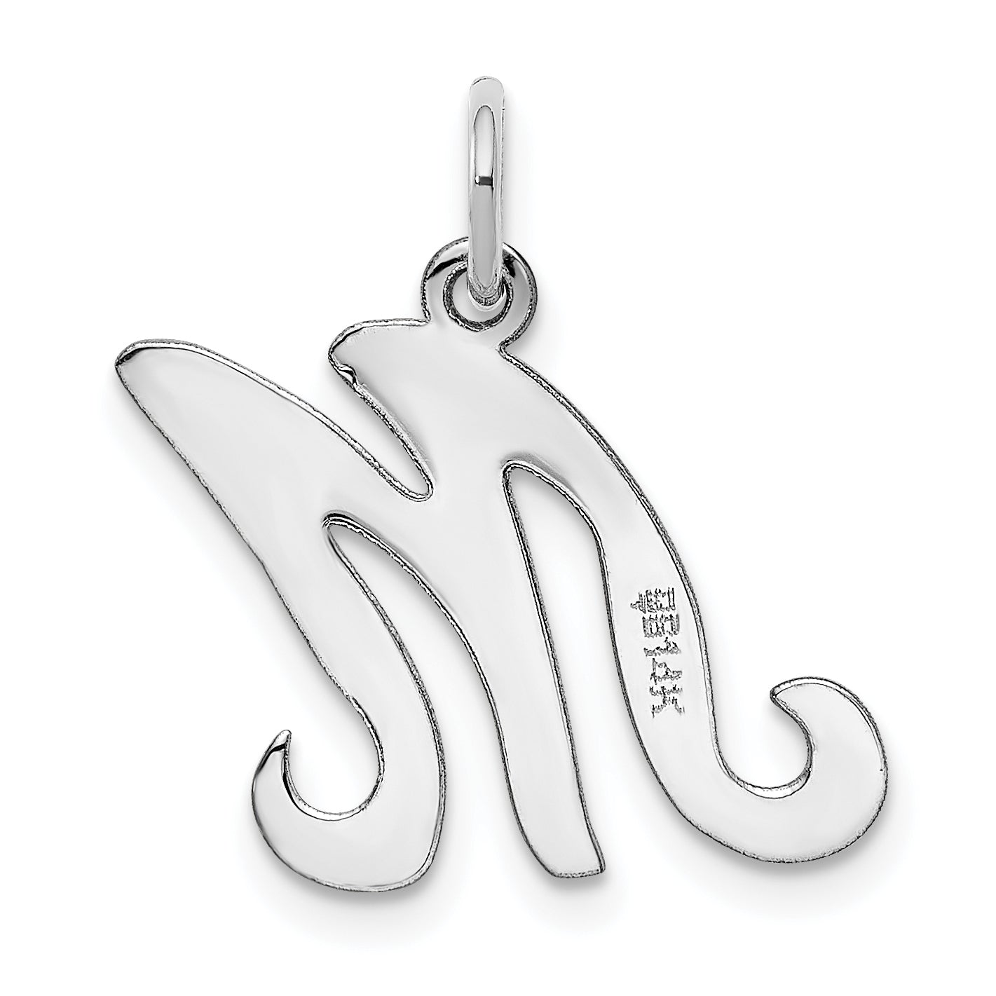 14k White Gold 14KW White Gold Script Letter M Initial Charm