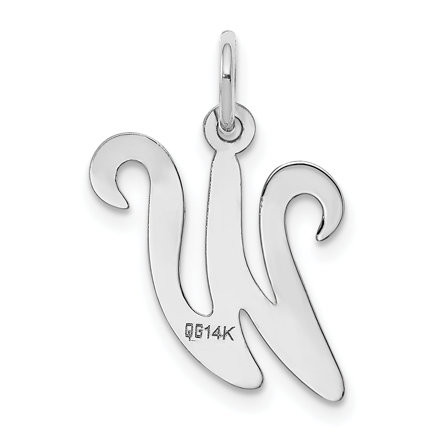 14k White Gold 14KW White Gold Script Letter W Initial Charm