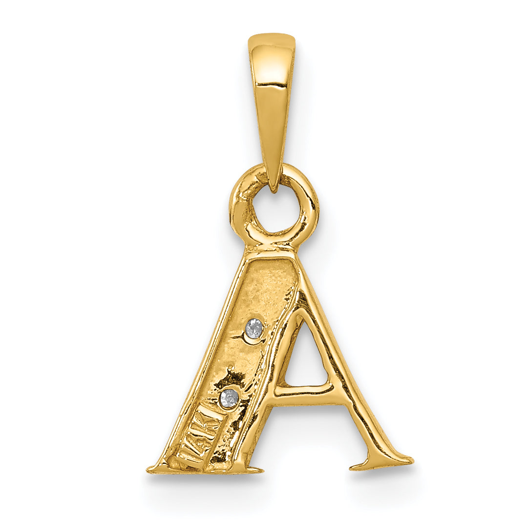 14k Yellow & Rhodium 14KY with Rhodium Diamond Letter A Initial Pendant