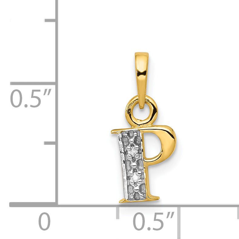 14K Yellow & Rhodium 14Ky With Diamond Letter P Initial Pendant