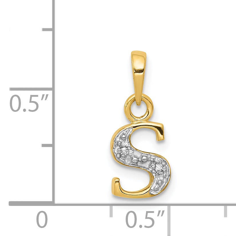 14K Yellow & Rhodium 14Ky With Diamond Letter S Initial Pendant