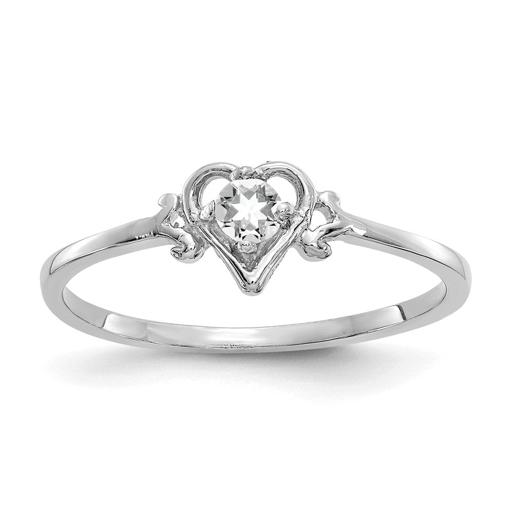 10K White Gold 10K Topaz Birthstone Heart Ring