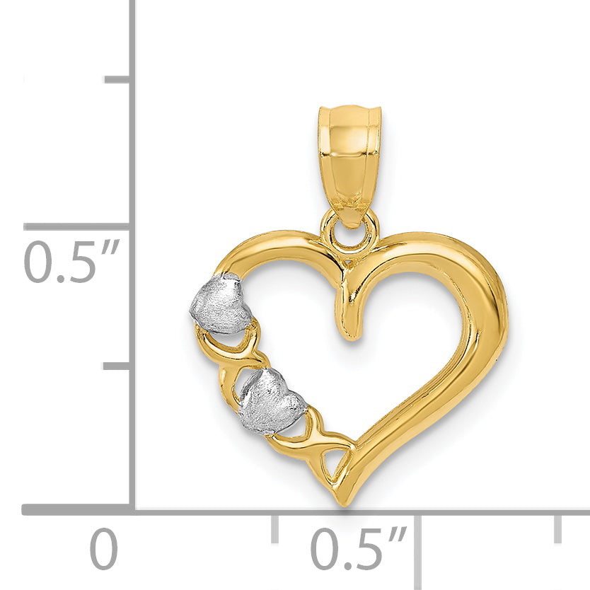 14k Yellow & Rhodium 14Kw/White Rhodium Polished Heart and -X- Pendant
