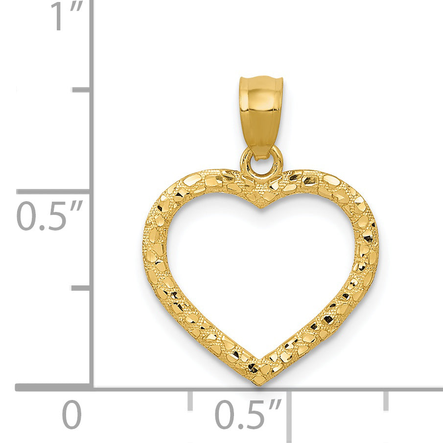 14k Yellow Gold 14K Polished and Textured Open Heart Pendant